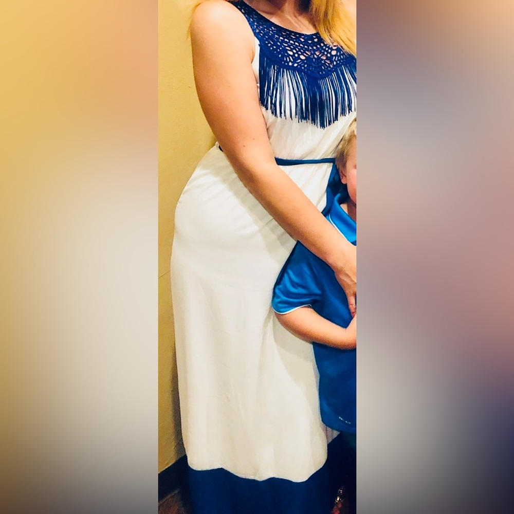 Pink Owl Blue/White Maxi Dress